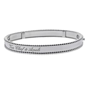 Van Cleef & Arpels Perlee Signature White Gold Bangle Bracelet