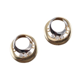 Afino 14k Gold Diamond Slide Pendant Set of 2