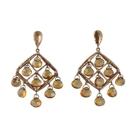 14k Gold Citrine Chandelier Earrings