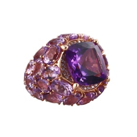Mimi Milano 18k Rose Gold Amethyst Diamond Cocktail Ring