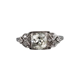 Art Deco 18k Gold Diamond Engagement Ring