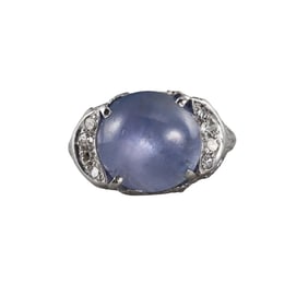 Platinum Star Sapphire Diamond Ring