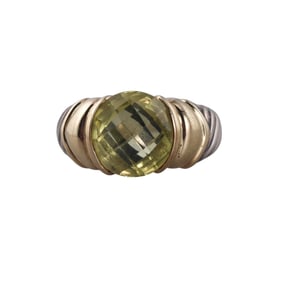 David Yurman Silver 14k Gold Peridot Ring