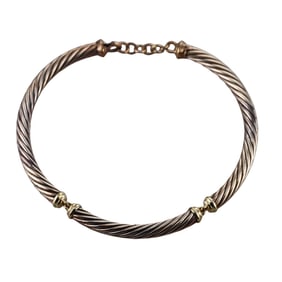 David Yurman 14k Gold Silver 9mm Cable Necklace