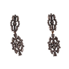 Antique Silver Diamond Drop Earrings