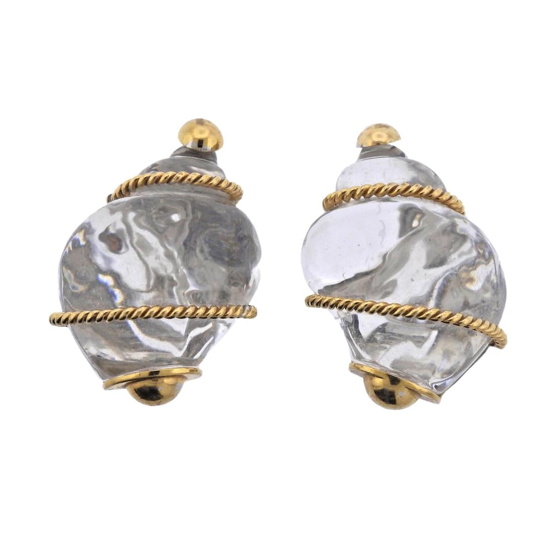 Seaman Schepps Crystal Gold Shell Motif Earrings (1 of 5)