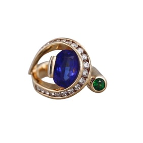 Gauthier Modernist 14k Gold 3.38ct Tanzanite Diamond Ring