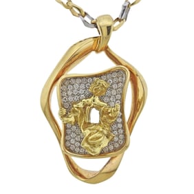 Salvador Dali Rare Limited Edition Diamond Gold Pendant Necklace