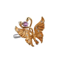 Carrera y Carrera Alegori Butterfly Pink Sapphire Diamond Gold Ring