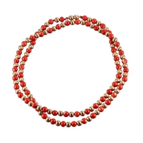 14k Gold Coral Bead Necklace