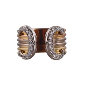C de Cartier 18k Tri Color Gold Diamond Ring