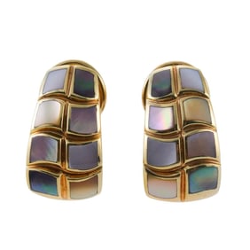 Asch Grossbardt MOP Inlay Gold Earrings