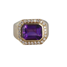 18k Gold Diamond Amethyst Ring