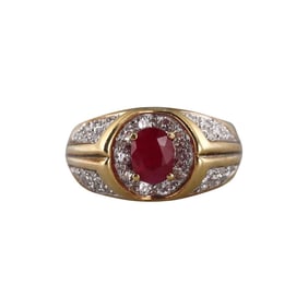 18k Gold Diamond Ruby Ring
