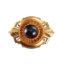 1880s Antique Victorian 15k Gold Garnet Locket Brooch