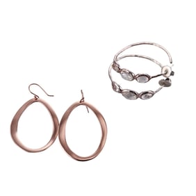 Ippolita Sterling Silver Rose Crystal Earrings Lot of 2 Pairs