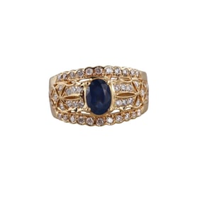 18k Gold Diamond Sapphire Ring