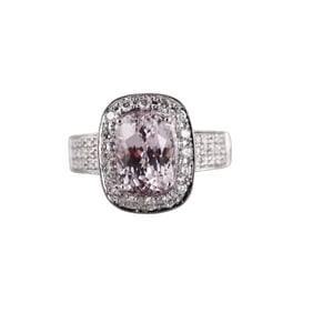 18k Gold 4.59ct Light Pink Sapphire Diamond Ring