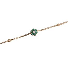 18k Gold Diamond Emerald Flower Bracelet