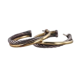 David Yurman Crossover 18k Gold Silver Hoop Earrings