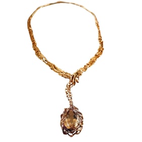 Arthur King 1970s Citrine 18k Gold Pendant Necklace