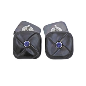Trianon Mother of Pearl Iolite Gold Cufflinks