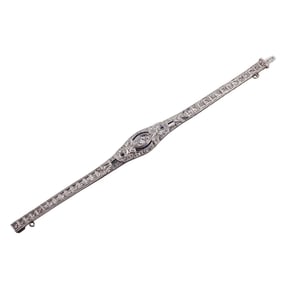 Art Deco Platinum Diamond Sapphire Bracelet