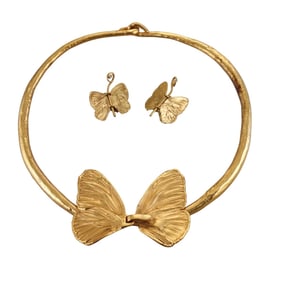 Les Lalanne Butterfly Necklace Earrings Suite