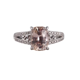 18k Gold 4.11ct Light Pink Sapphire Diamond Ring