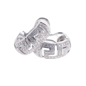 Versace Greca Diamond Gold Hoop Earrings