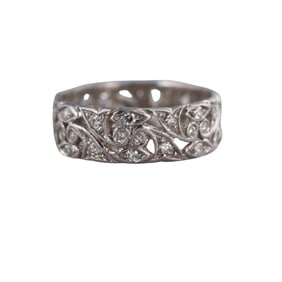 Midcentury Platinum Diamond Band Ring