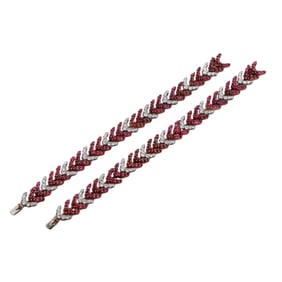 18k Gold Diamond Ruby Bracelet Set of 2