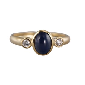 18k Gold Sapphire Diamond Ring