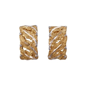 Buccellati Gold Leaf Motif Hoop Earrings