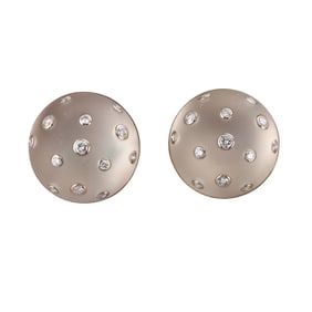 Trianon Frosted Crystal Diamond Gold Earrings