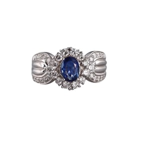 18k Gold Diamond Sapphire Ring