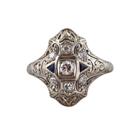 Art Deco 18k Gold Platinum Diamond Ring