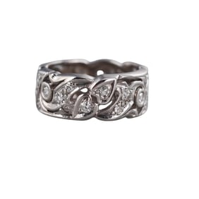 Midcentury 14k Gold Diamond Band Ring