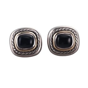 David Yurman Albion 14k Gold Silver Onyx Earrings
