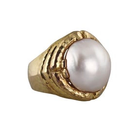 David Webb 18k Gold Mabe Pearl Ring