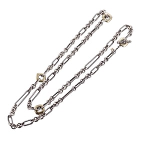 David Yurman Lexington 18k Gold Silver Toggle Necklace