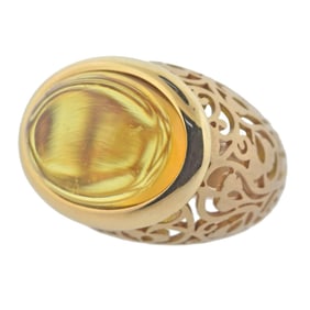 Pomellato Arabesque Gold Amber Dome Ring