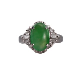 Platinum Jade Diamond Ring