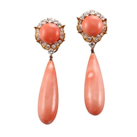 Bvlgari Bulgari 18k Gold Diamond Coral Night & Day Earrings