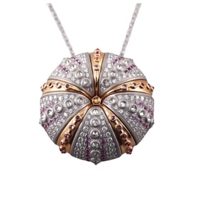 Nina & Ko 18k Gold Pink Sapphire Diamond Sea Urchin Pendant Necklace