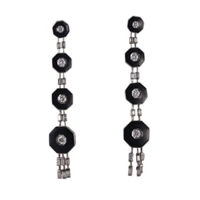 Platinum Gold Onyx Diamond Drop Earrings