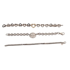 Tiffany & Co Silver 18k Gold Bracelet Lot of 3