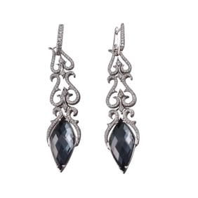 Stephen Webster 18k Gold Diamond Hematite Crystal Drop Earrings