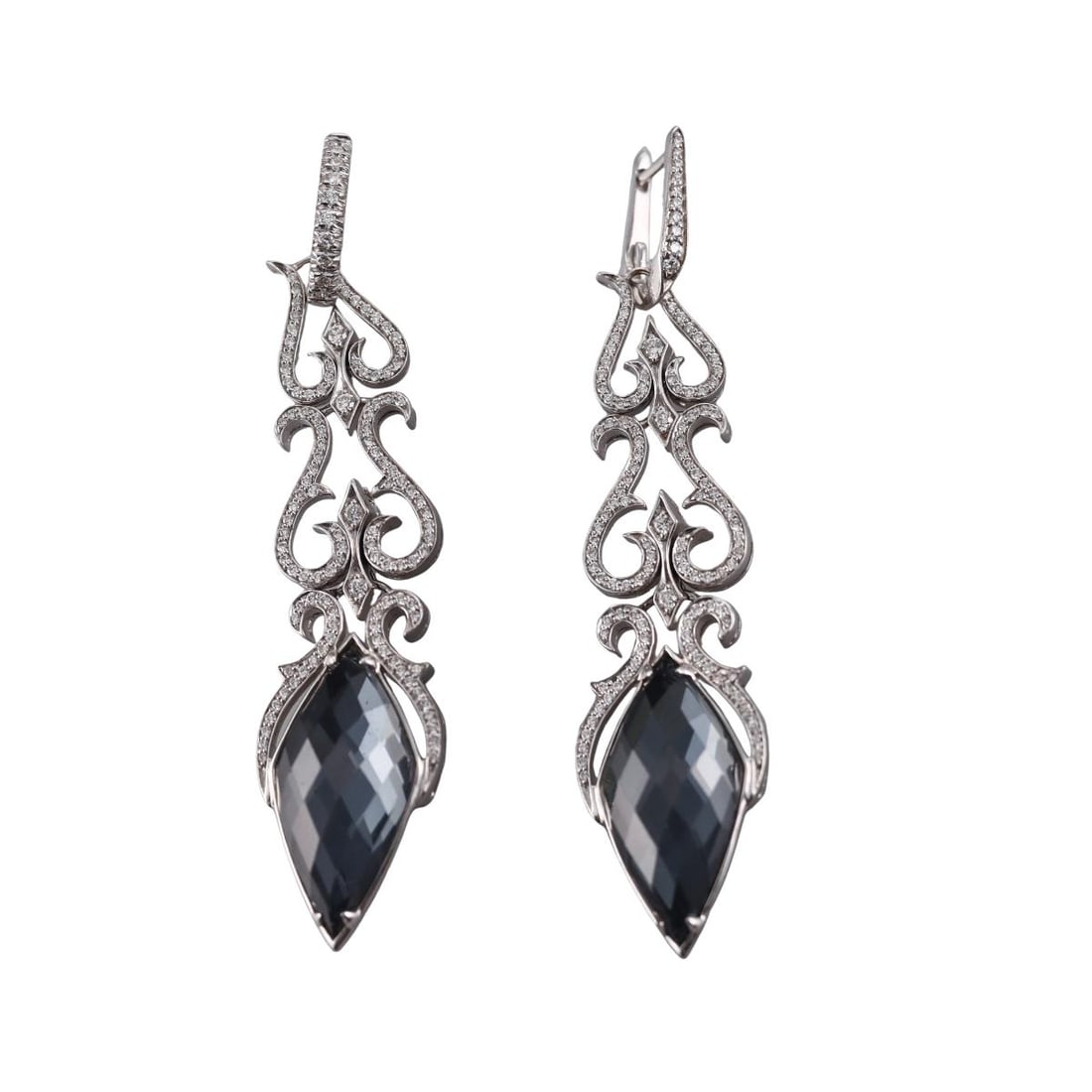 Stephen Webster 18k Gold Diamond Hematite Crystal Drop Earrings: Metal : 18k Gold Designer : Stephen Webster Gemstone : Diamonds approx. 1.30ctw, Hematite topped with crystal. Measurements :Earrings are 76mm long, drops are removable, can be worn as hoops.