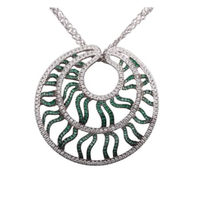 Nina & Ko 18k Gold Diamond Emerald Pendant Necklace